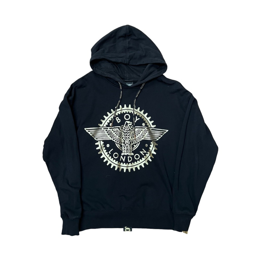 Boy London Men's Zip Up Hoodie Sweatshirt Gold Trim Holographic Size Medium